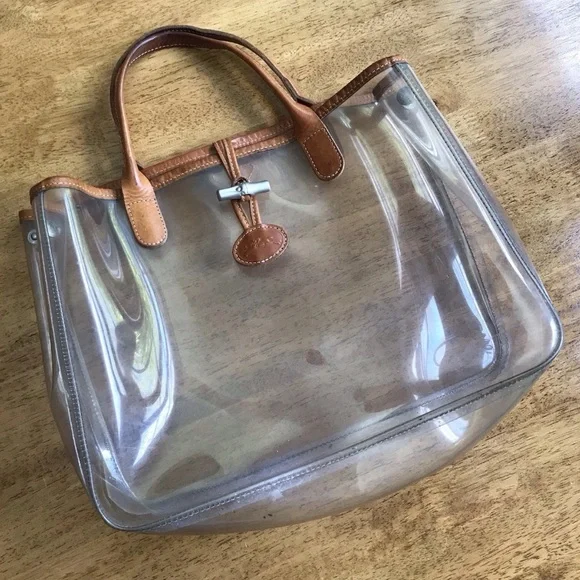 LONGCHAMP RARE PVC Clear Tan Leather Trim
Tote Bag Bamboo Bit Medium Transparent - Picture 12 of 16